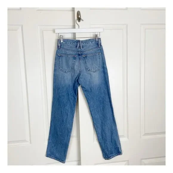 SLVRLAKE Sophie Straight Jeans All or Nothing Wash Mid Rise 100% Cotton Sz 24